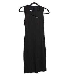 Pinko Womens Sheath Dress Black Lined Knee Length Bodice Cutout Sleeveless 6 New